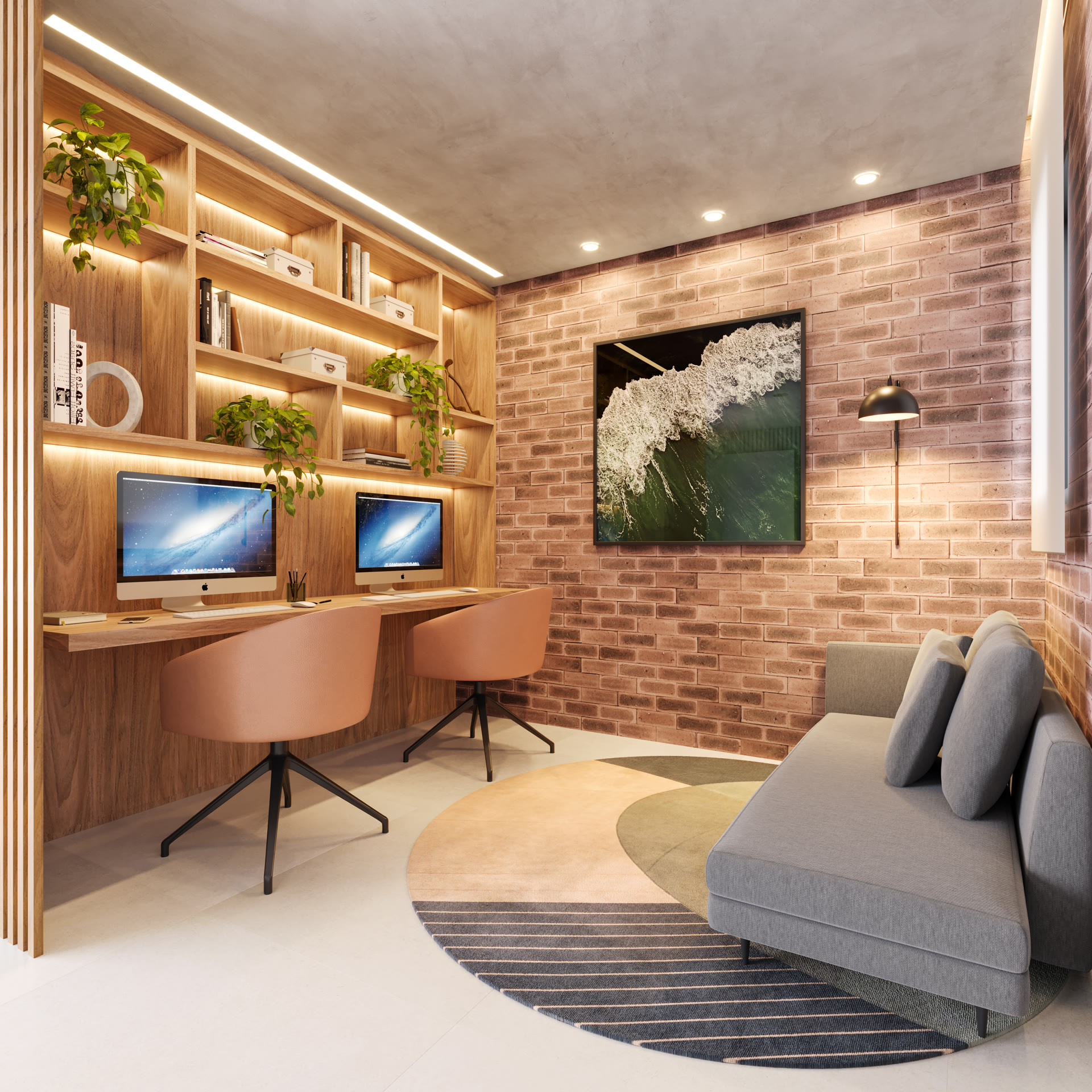 Home office do apartamento de 109 m²